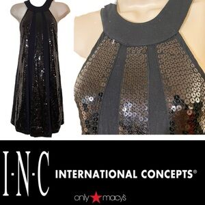 INC International Concepts Black Sequined Knit Dress